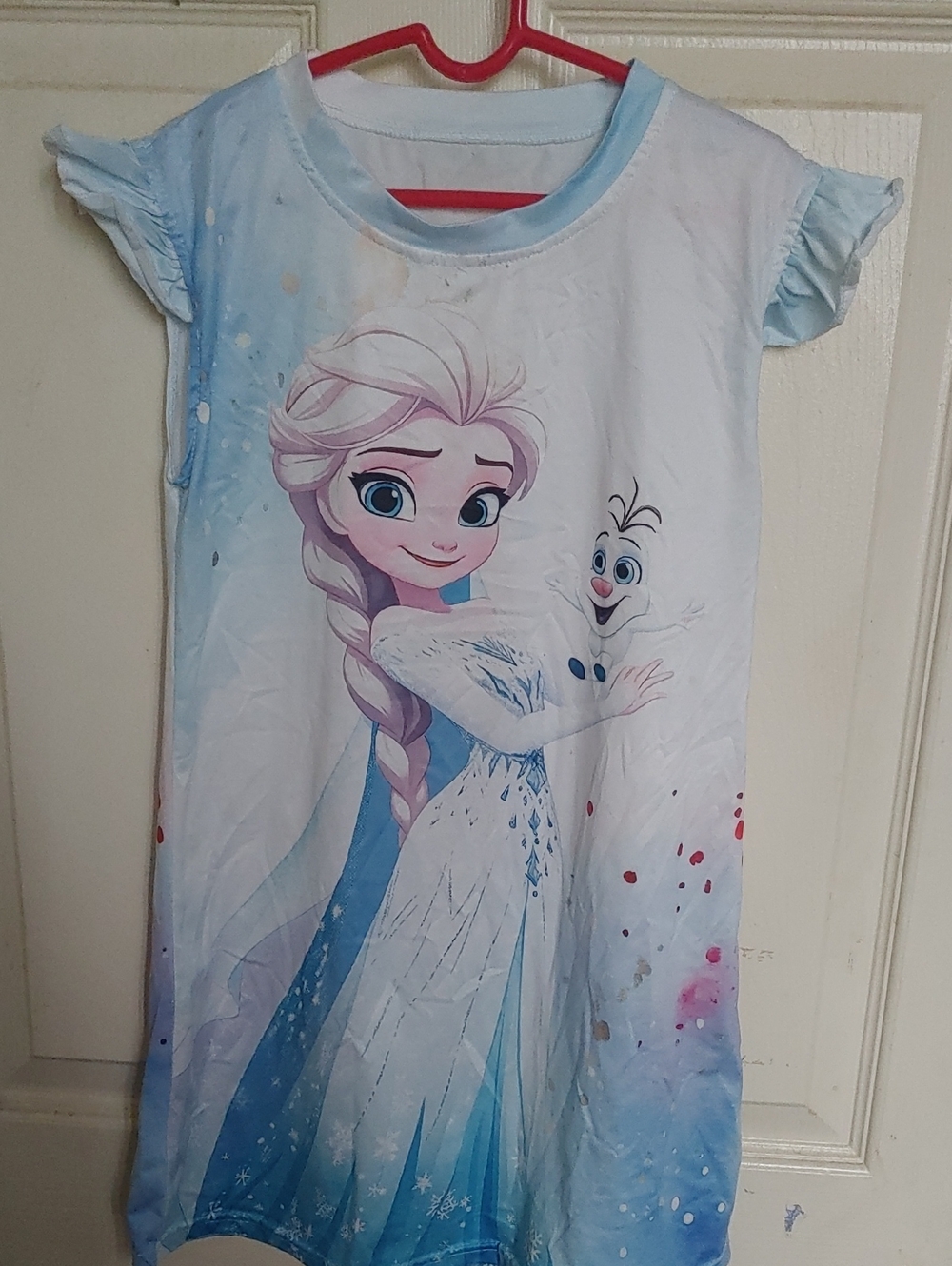 Disney Girls Elsa & Olaf Nightgown - Light Blue White